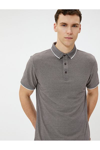 Koton T-Slim Fit T-Shirt s knoflíky a krátkým rukávem