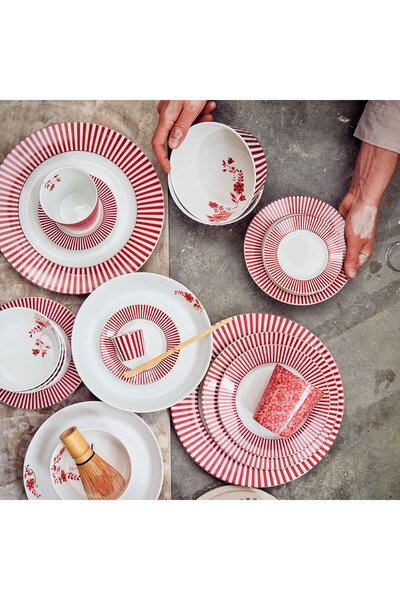 Pip Studio Royal Stripes Pembe Porselen Yemek Tabağı 26,5 Cm