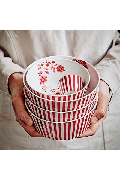 Pip Studio وعاء البورسلين الوردي من Royal Stripes بطول 12 سم