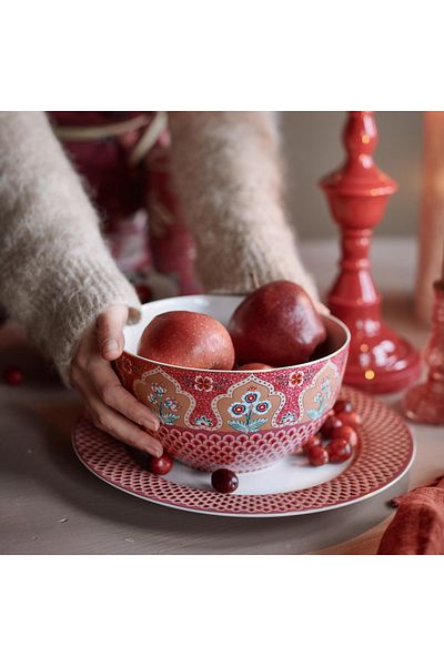 Pip Studio Flower Festival Red Porcelain Bowl 18 Cm
