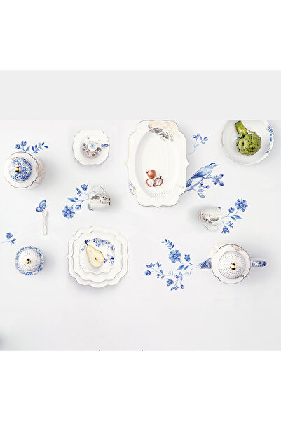 Pip Studio Royal White Mavi Beyaz Porselen Servis Tabağı 40 Cm