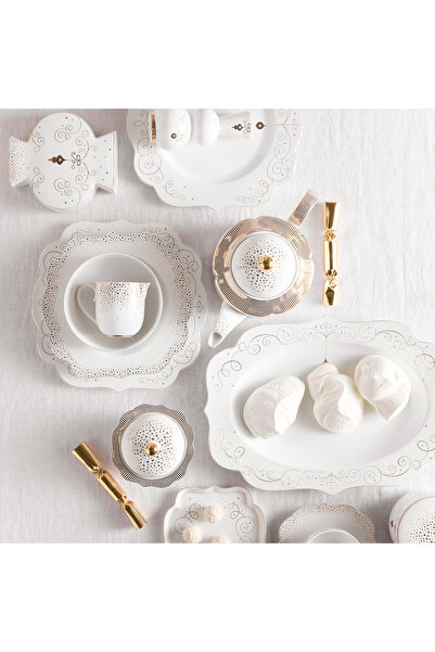 Pip Studio Royal Gold White Beyaz Porselen Tepsi 26 Cm