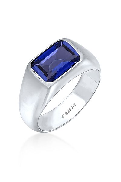 ELLI 925 Sterling Silber Chunky Sapphire Blue Signet Ring