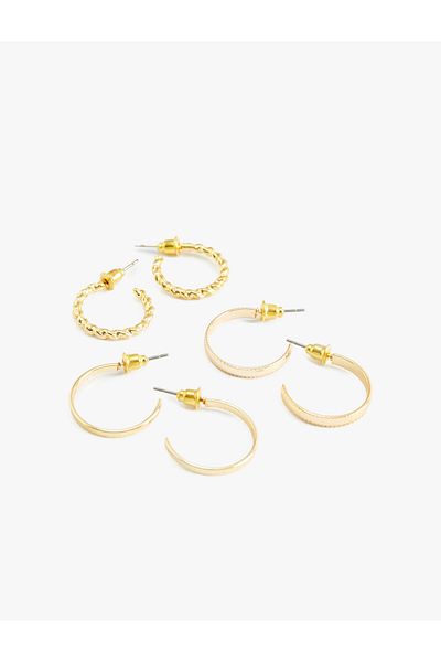 Koton 3-Piece Hoop Earring Set with Twist Detail