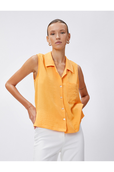 Koton Αμάνικο πουκάμισο με τσέπες και κουμπιά