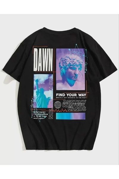 Mirage Black Unisex Printed Oversize T-Shirt