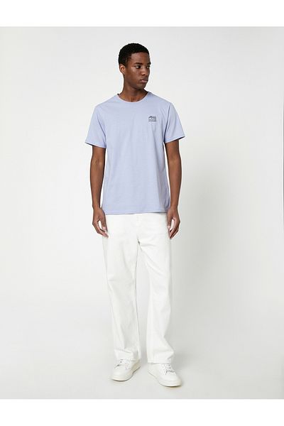 Koton Crew Neck Cotton Slim Fit Slogan Embroidered T-Shirt