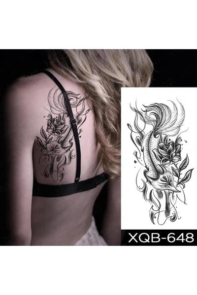 GLANZEND Gerçek Dövme Görünümlü Tilki Gül Modeli 3 Boyutlu Tattoo