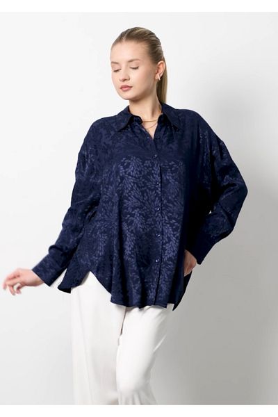 PERA MODA Cămașă lungă și elegantă pentru femei, jacquard, fără aspect