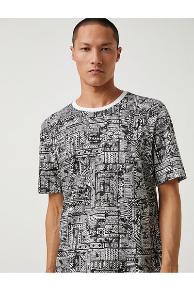 Koton Ethnic Printed T-Shirt Crew Neck Short Sleeve