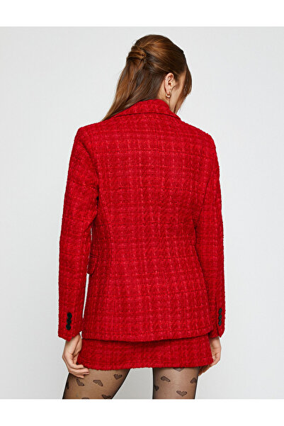 Koton Geknöpfte zweireihige Tweed-Blazerjacke