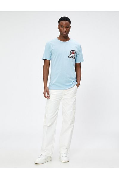 Koton Far East Printed T-Shirt Crew Neck Slim Fit Short Sleeve
