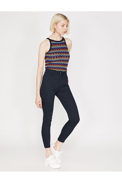 Koton Jeans Trousers Slim Cut High Waist Skinny Leg