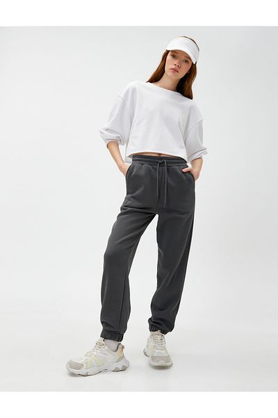 Koton Warm Ribbed Thick Jogger Sweatpants with Tie Waist