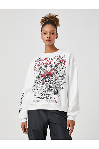 Koton Oversize Sweatshirt Crew Neck Printed Long Sleeve