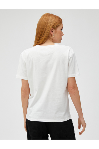 Koton Tricou cu mânecă scurtă cu decolteu in V cu imprimeu zebra