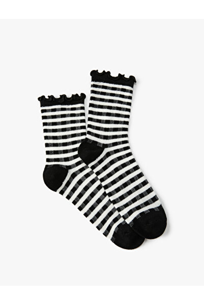 Koton Çizgili Soket Çorap Fırfır Detaylı