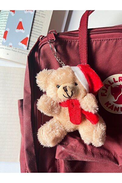 Christmas Christmas Hat Coffee Plush Teddy Bear Keychain Key Ring Bag Accessory Gift
