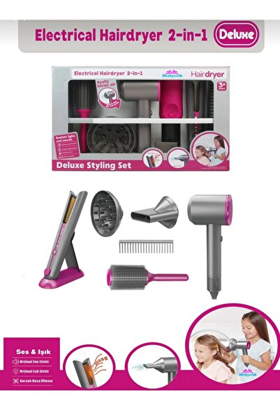 Vardem Oyuncak 2 in 1 Saç Şekillendirme Ve Kurutma Seti Fonksiyonlu Sesli Işı...