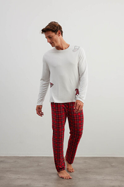 Syah Erkek Pamuklu Uzun Kollu Pijama Takımı