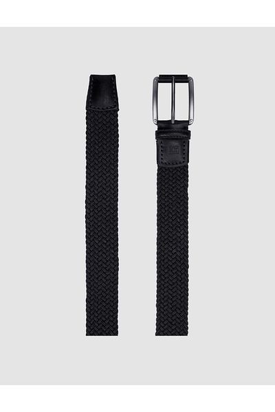 Cabani Knitwear Black Knitted Detailed 4 cm Men's Casual Belt