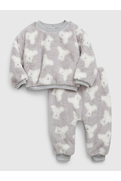 GAP Bebek Gri Brannan Bear Desenli Sherpa Outfit Set