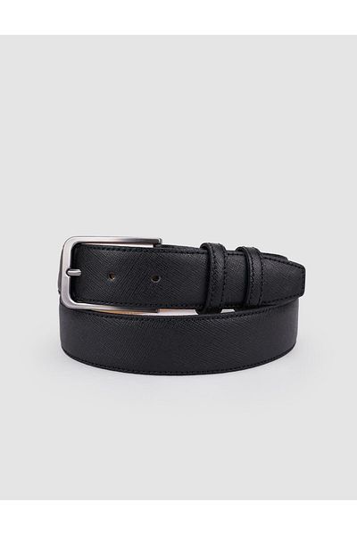 Cabani 100% Genuine Leather Patterned Black 3.5 cm Men's Casual Belt