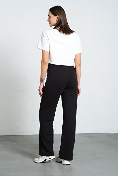 BUSA Hamile Yüksek Bel Bol Paça Eşofman Altı SİYAH