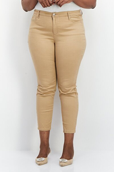 Jones of New York Women Plus Size Plain Straight Leg Pant, Khaki