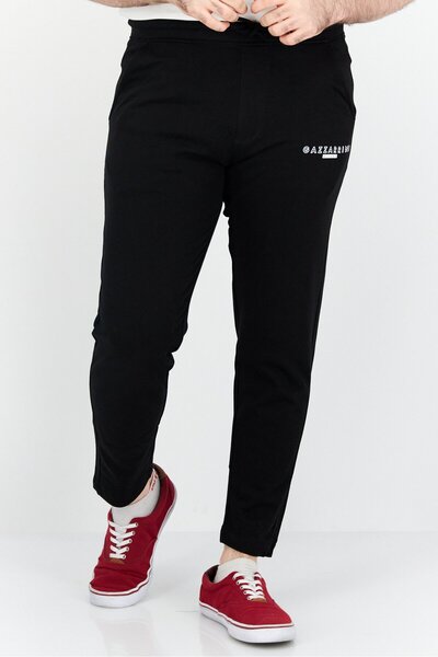 GAZZARRİNİ Men Regular Fit Draw String Plain Sweatpants, Black