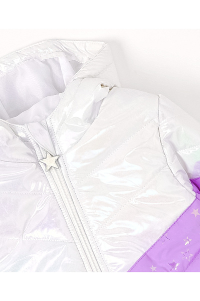 Babyhug Full Sleeves Woven Color Block Hooded Padded Jacket - Off White