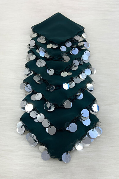 ZEYMERADE منديل شيفون أخضر فضي 5 قطع، العروس العريس زفاف الحناء الختان خطوبة ...