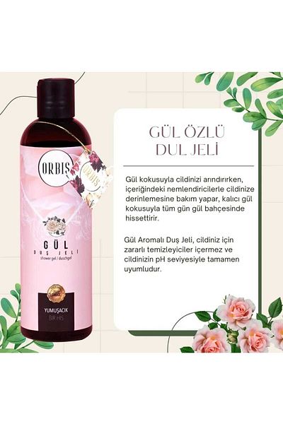 ORBİS 400 ml Rose Shower Gel - with Softening Effect and Moisturizing Content Togin Brand Bag Gift