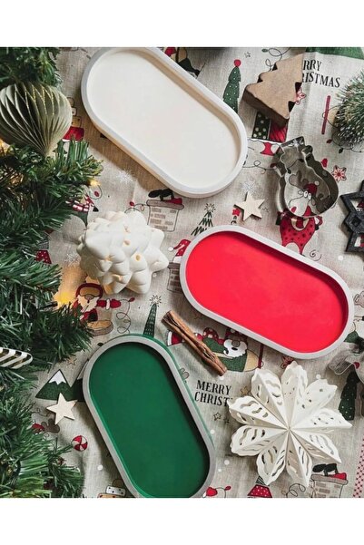 Store 3 διακοσμητικά οβάλ πιάτα από σκυρόδεμα, κοσμήματα, πιάτο κεριών