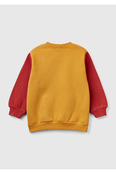 United Colors of Benetton Boy's Anthracite Mix Front Printed Regular Cut Crew Neck Ribbed Sweatshirt