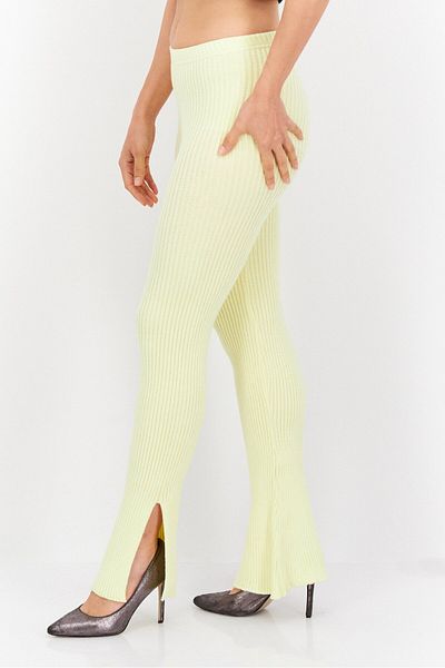 Missyempire Women Knitted Co-ord Pull On Flare Pants, Yellow
