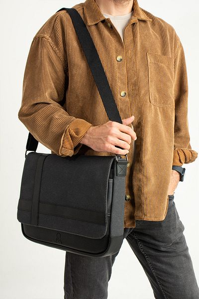By Hakan Mega 418 Geantă Messenger din pânză UNISEX Geanta cu curea Geanta de umar NEGRU-NEGRU