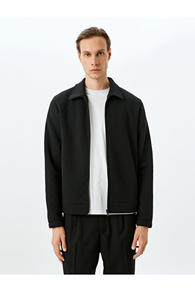 Koton Βασική ζακέτα με φερμουάρ και μακρυμάνικη βαμβακερή τσέπη