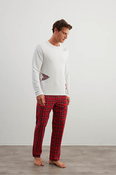 Syah Erkek Pamuklu Uzun Kollu Pijama Üstü