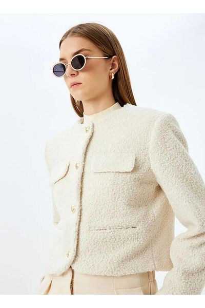 Koton Slim Fit Ecru Women's Jacket 5Wak20059Ew