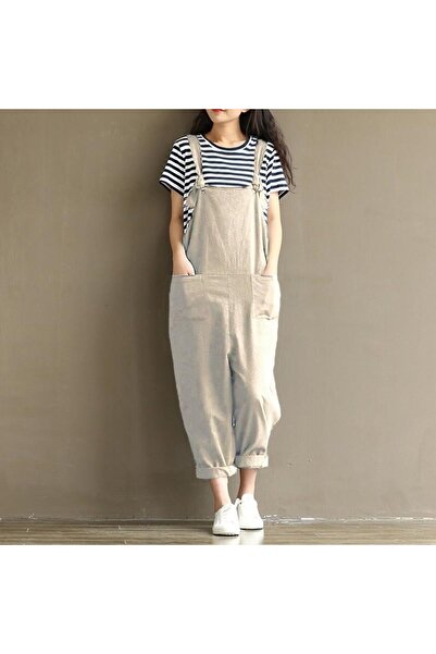 Sacrosa sc03rsAskılı Büyük Cep Detaylı Kadın Salopet Tulum