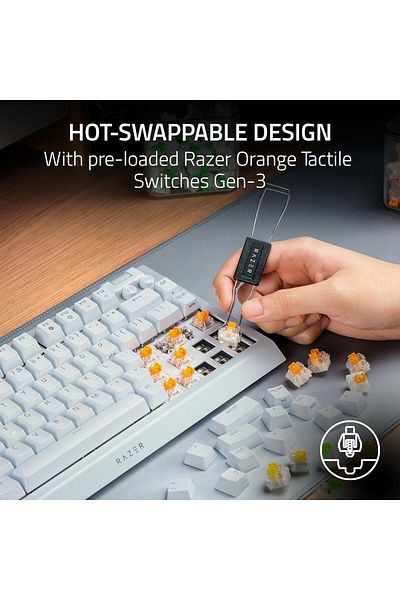 RAZER BlackWidow V4 75% Hot-swappable Mechanical Gaming Keyboard - White