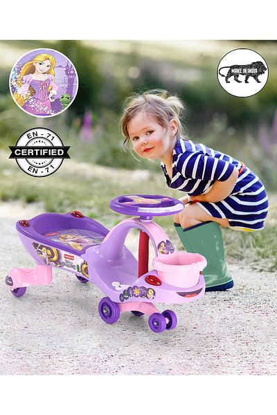 Babyhug سيارة Babyhug Princess Gyro Swing، موسيقى وأضواء، 18 شهرًا فأكثر، طول 71.5 × عرض 29 × ارتفاع 38.5 سم، مسند للقدمين - أرجواني