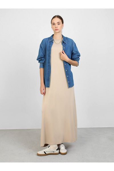 Benin Light Mink Viscose Hijab Dress - Short Sleeve - Benin