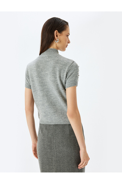 Koton X Melis Ağazat - Pulover din tricot cu mânecă scurtă cu guler vertical