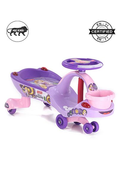 Babyhug سيارة Babyhug Princess Gyro Swing، موسيقى وأضواء، 18 شهرًا فأكثر، طول 71.5 × عرض 29 × ارتفاع 38.5 سم، مسند للقدمين - أرجواني