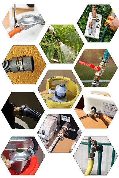 Badem10 Hortum Kelepçesi Tork Ayarlı 13x19 mm Paslanmaz Çelik Boru Metal Kelepçe Ayarlanabilir klips 5 ADET