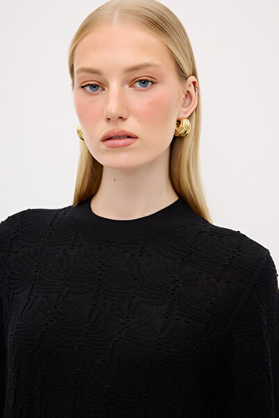 adL Örgü Detaylı Yün  Triko Kazak