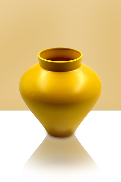 CeramicArtDecor Seramik Vazo - Büyük Küp Dekorasyon - 27cmx27cm- Gold
