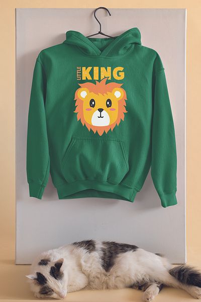 ADABEBEK Детски суитшърт с щампа Little King Leon унисекс